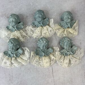 Vintage Ceramic And Lace Cherub Ornaments Set Of‎ 6
